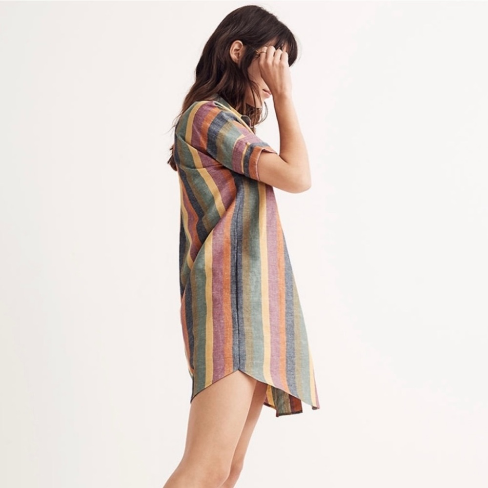 Courier Shirtdress in Rainbow Stripe